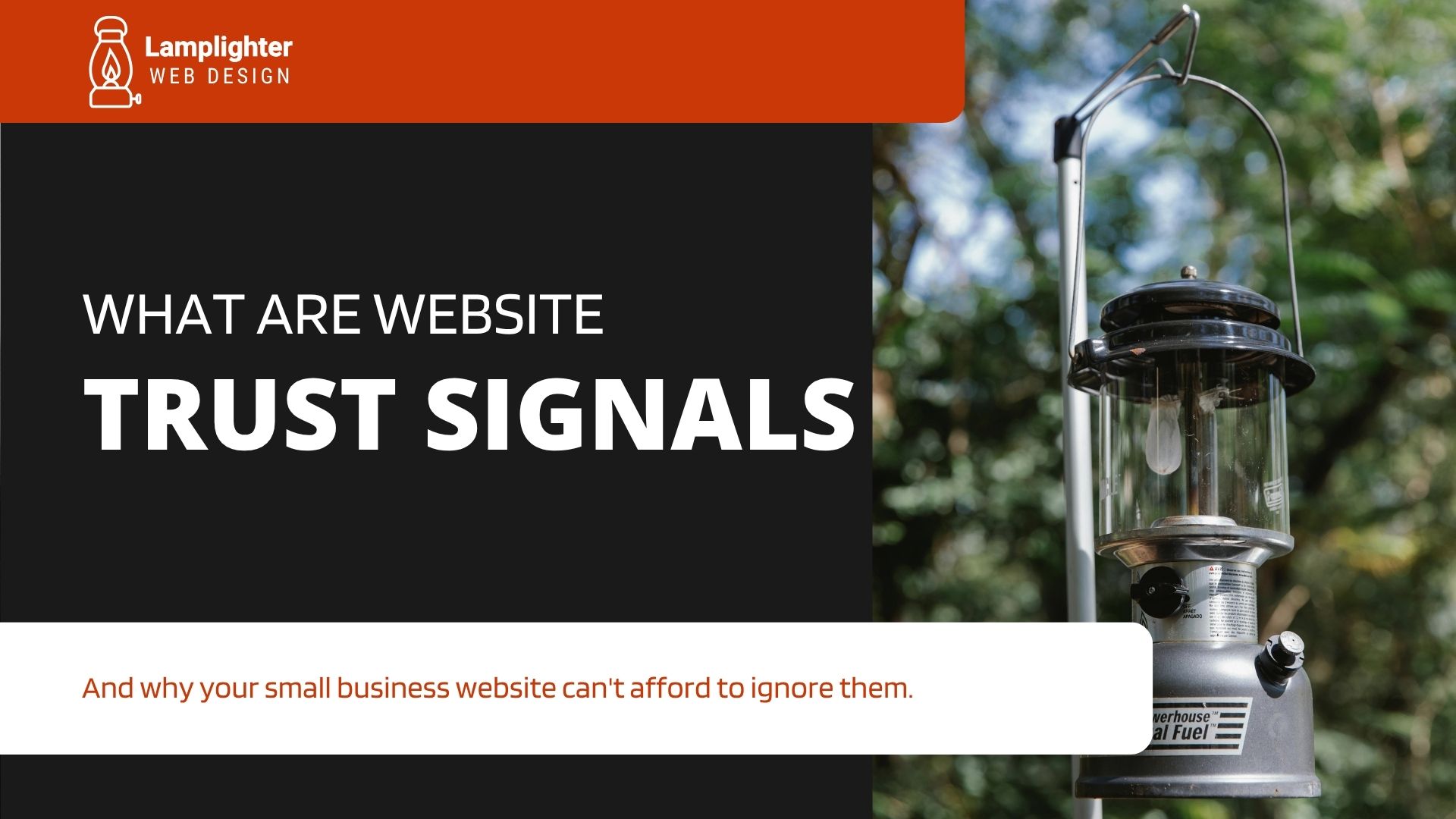 A camping lantern representing the trust and credibility a well-built small business website creates for visitors.